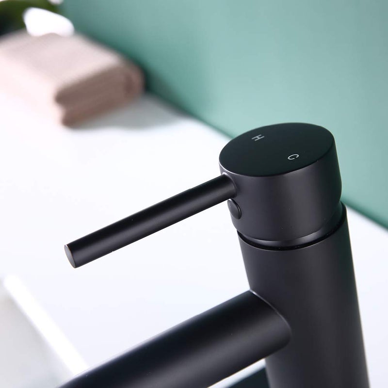 JAKARDA Single Handle Black Bathroom Faucet with Metal Drain Assembly and Escutcheon, Matte Black (Matte Black-JO1) - Image 5